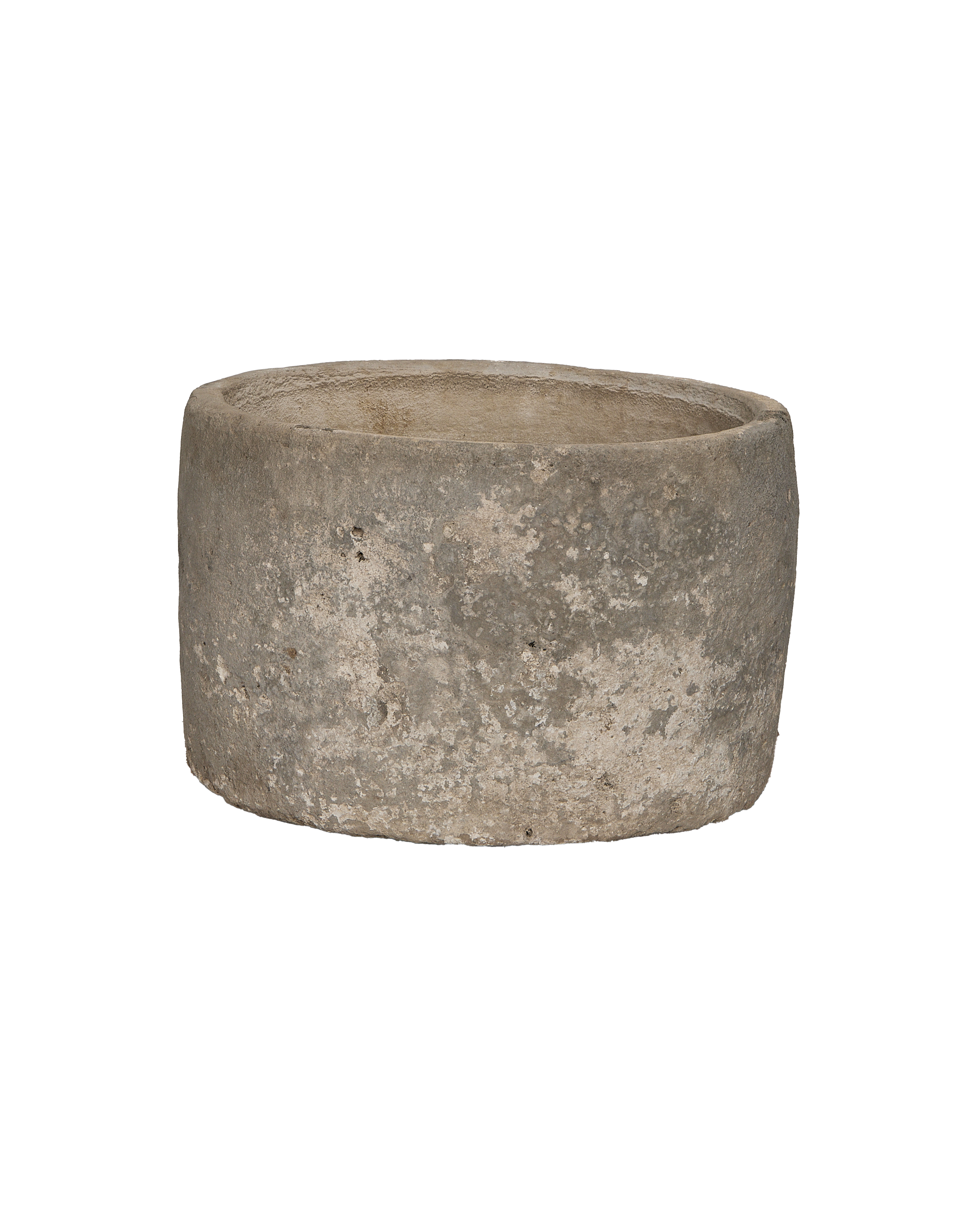 Vintage round limestone trough, Indonesian origin, featuring aged