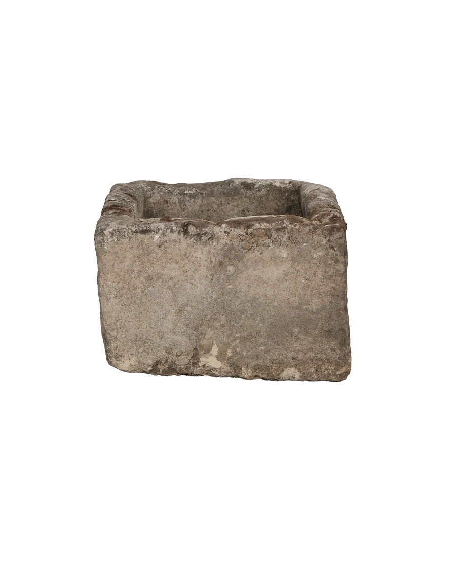 Vintage Indonesian rectangular limestone trough, showing weathered texture