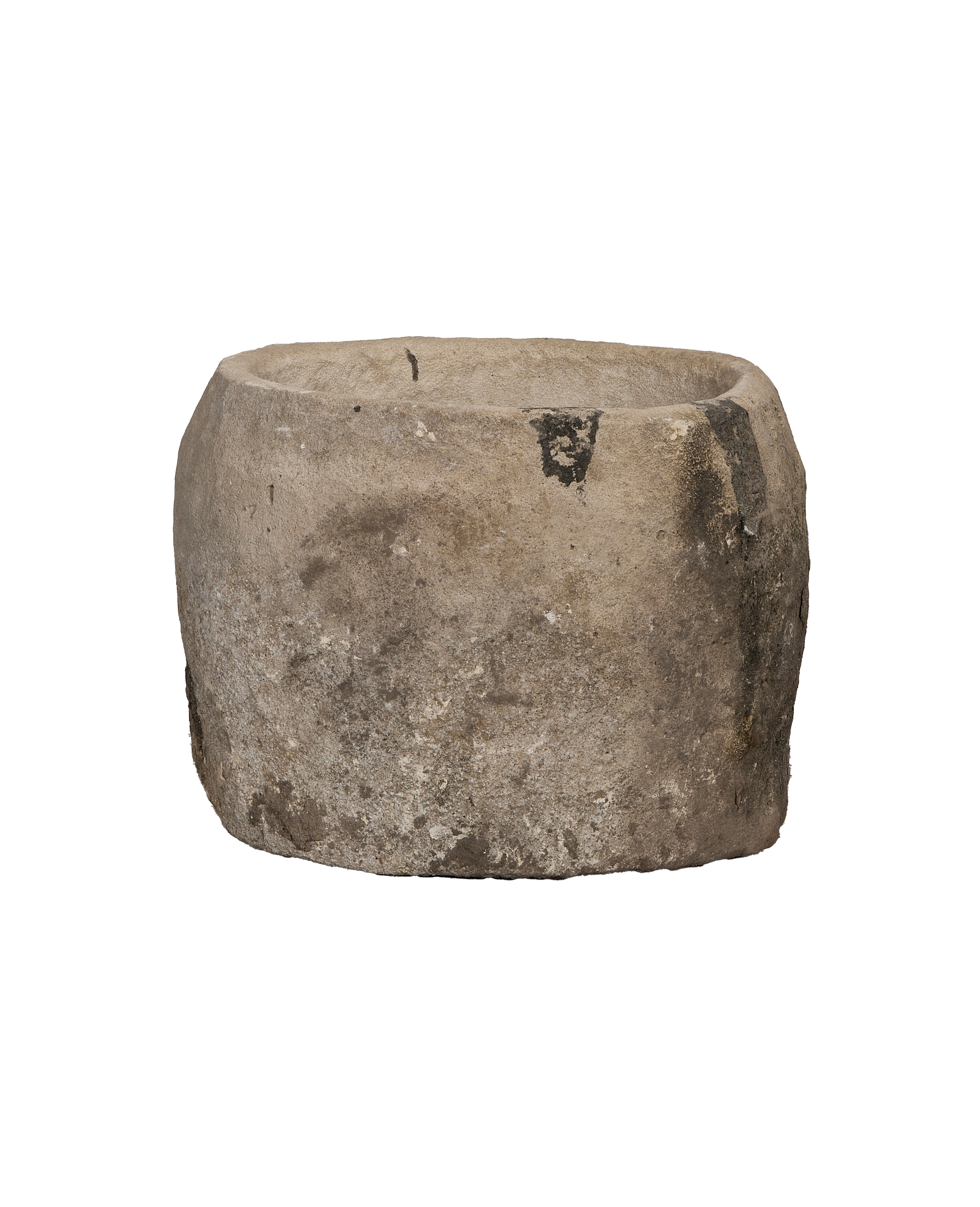 Vintage Indonesian limestone trough, showing weathered texture and aged pat