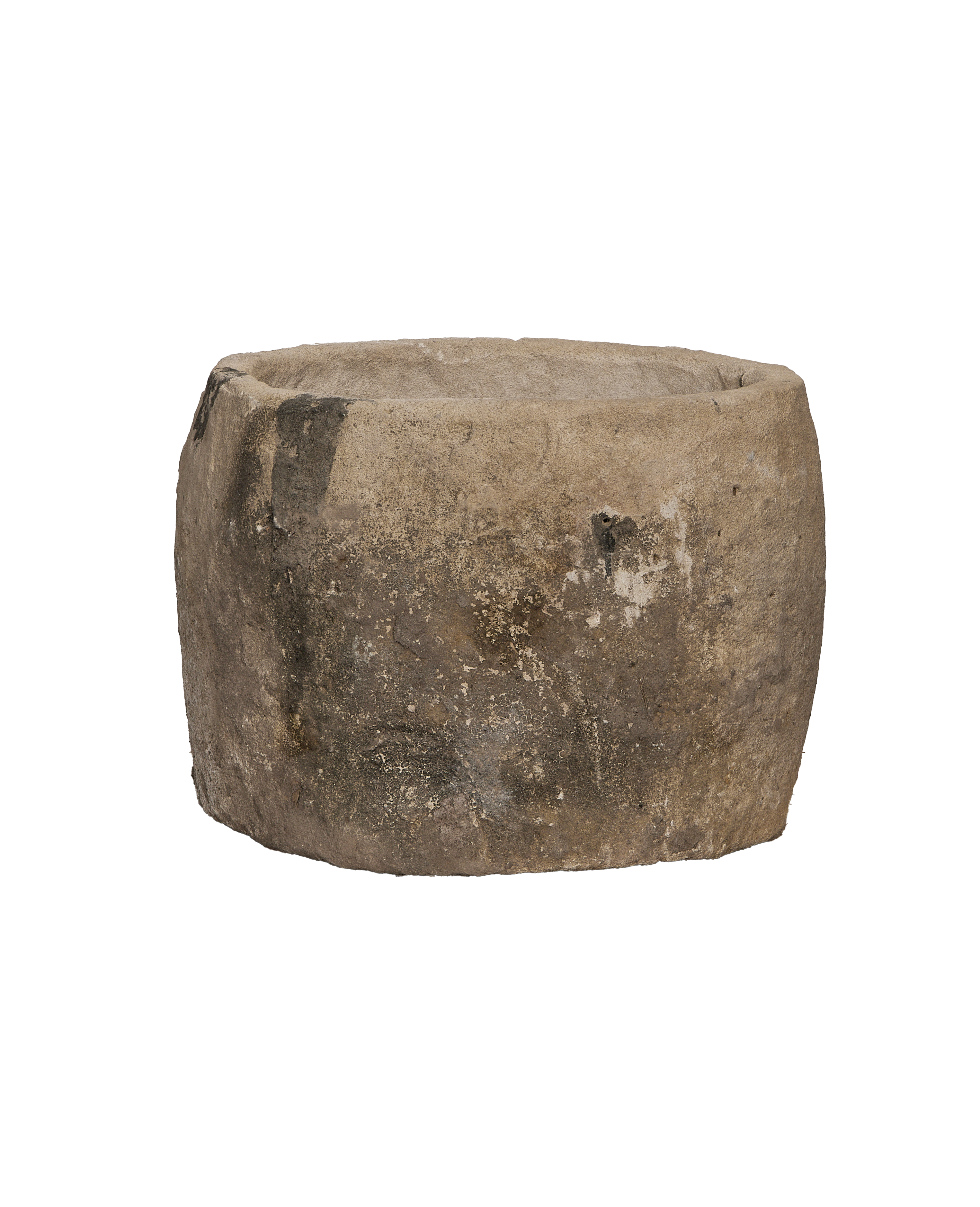 Vintage round limestone trough, aged rustic