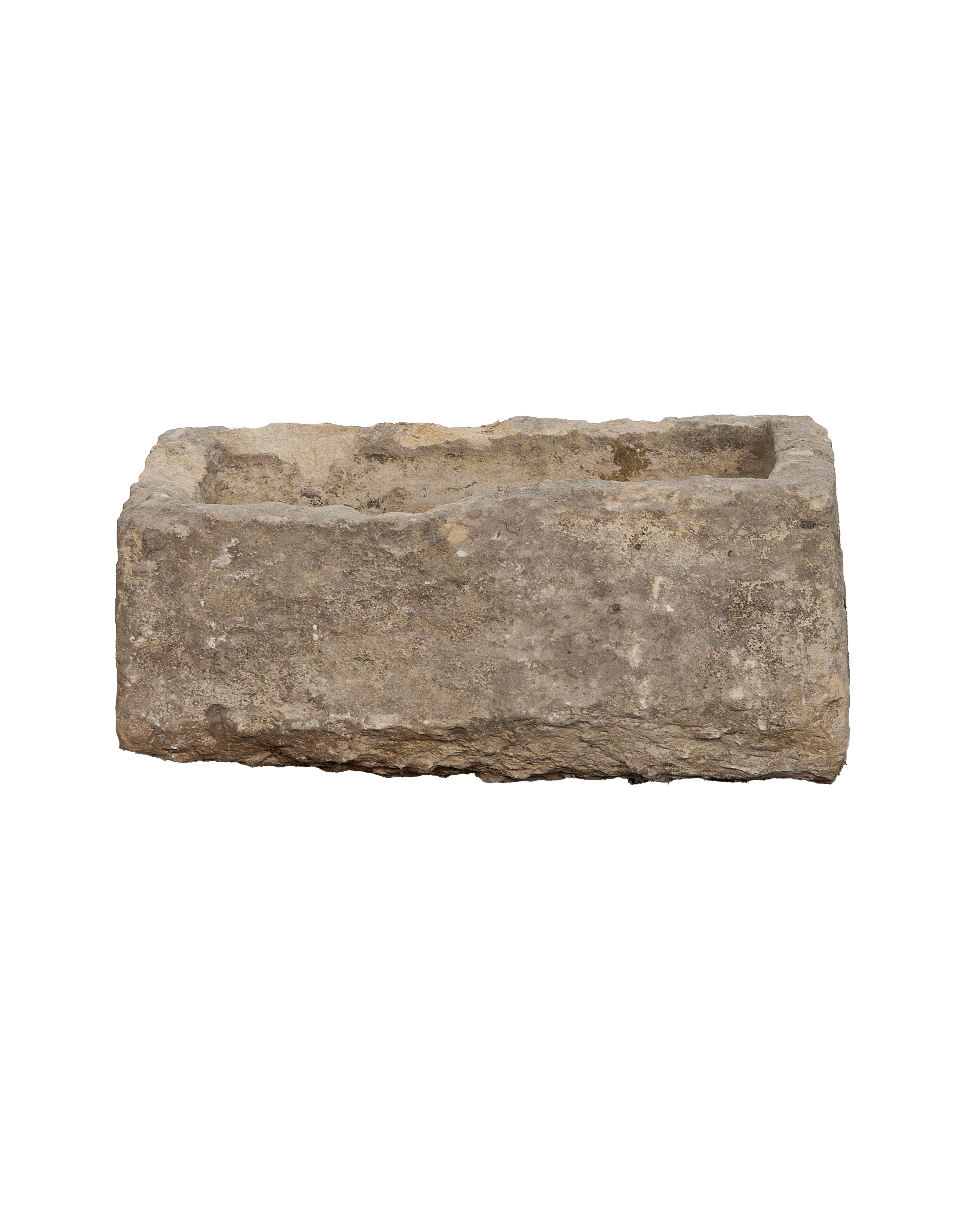 Vintage rectangular limestone trough, weathered texture