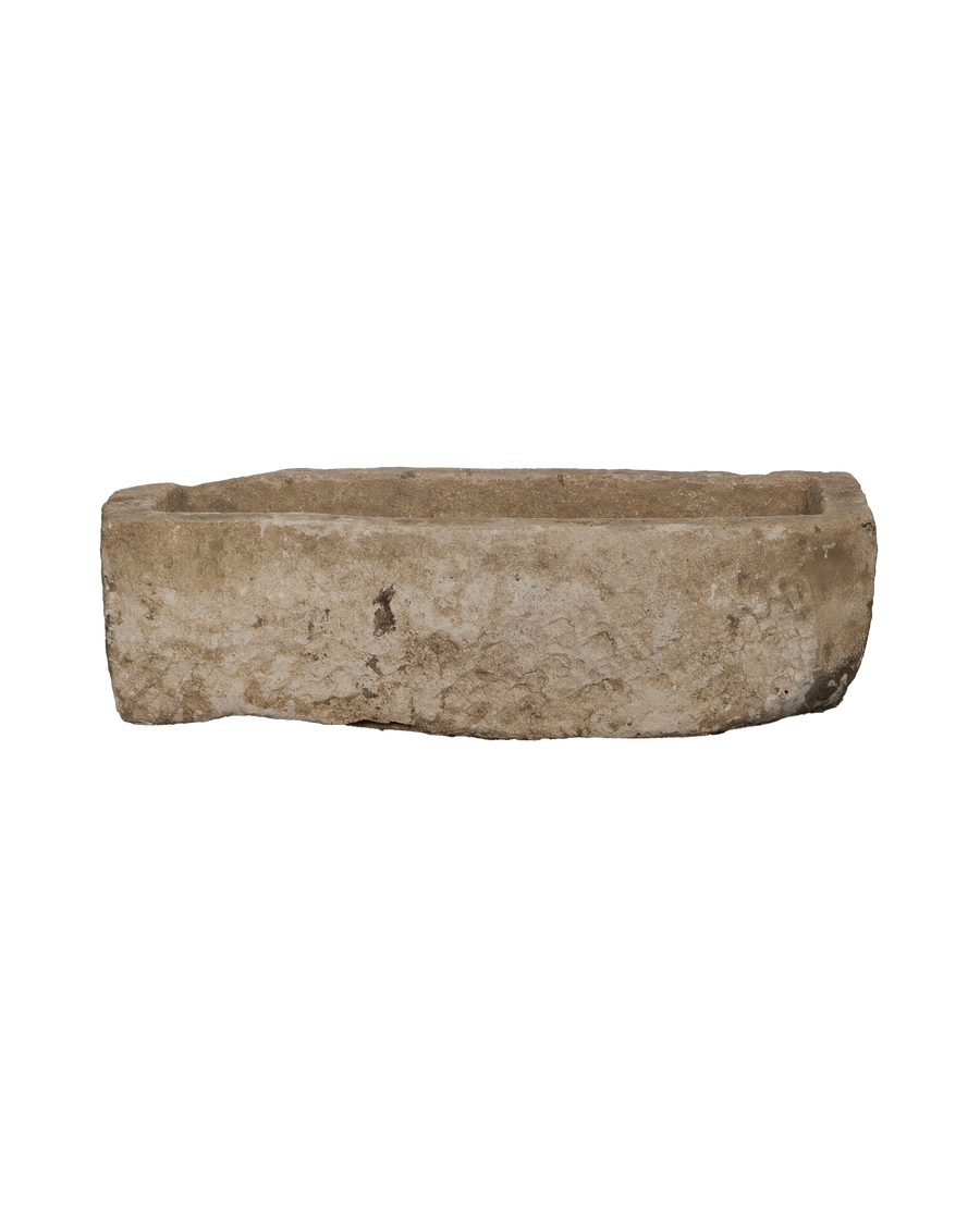 Vintage rectangular limestone trough, rustic texture