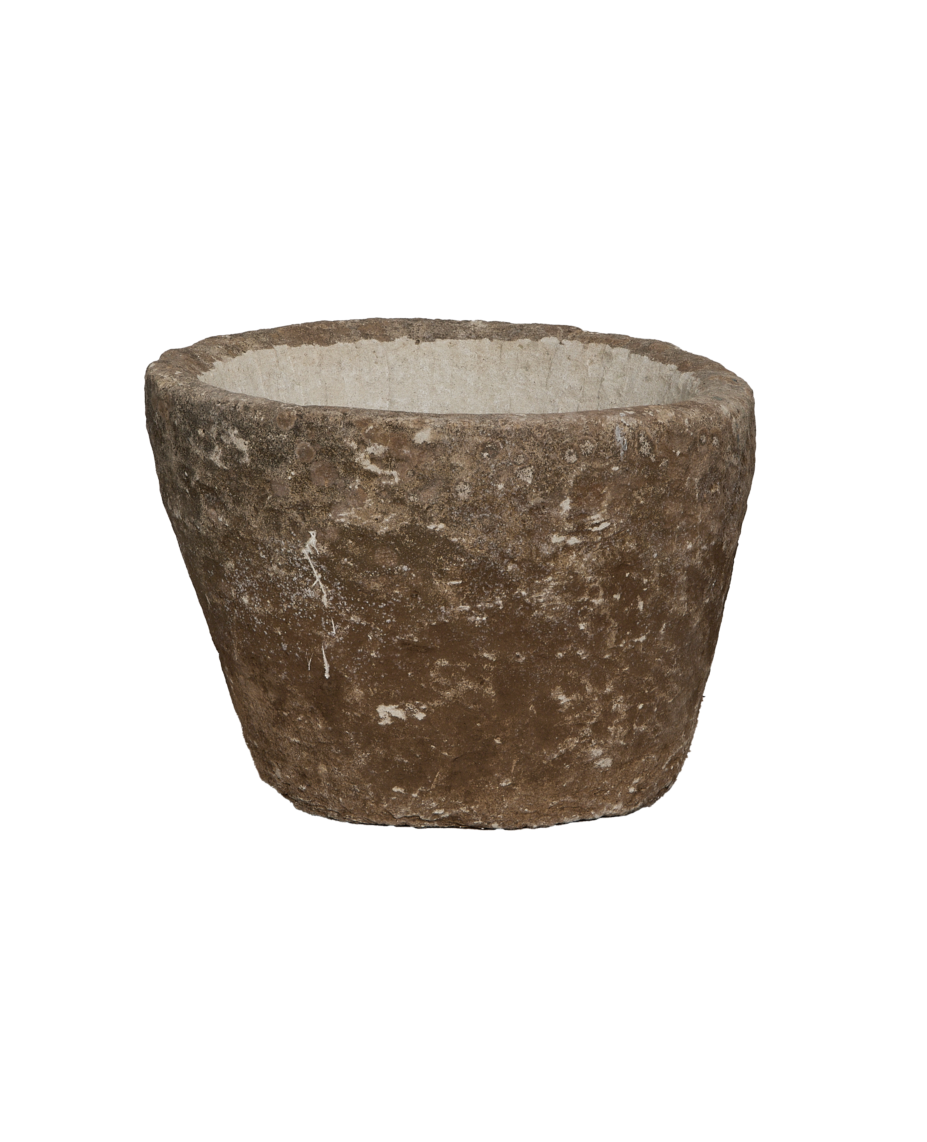 Vintage Indonesian limestone trough, round, showcasing weathered texture