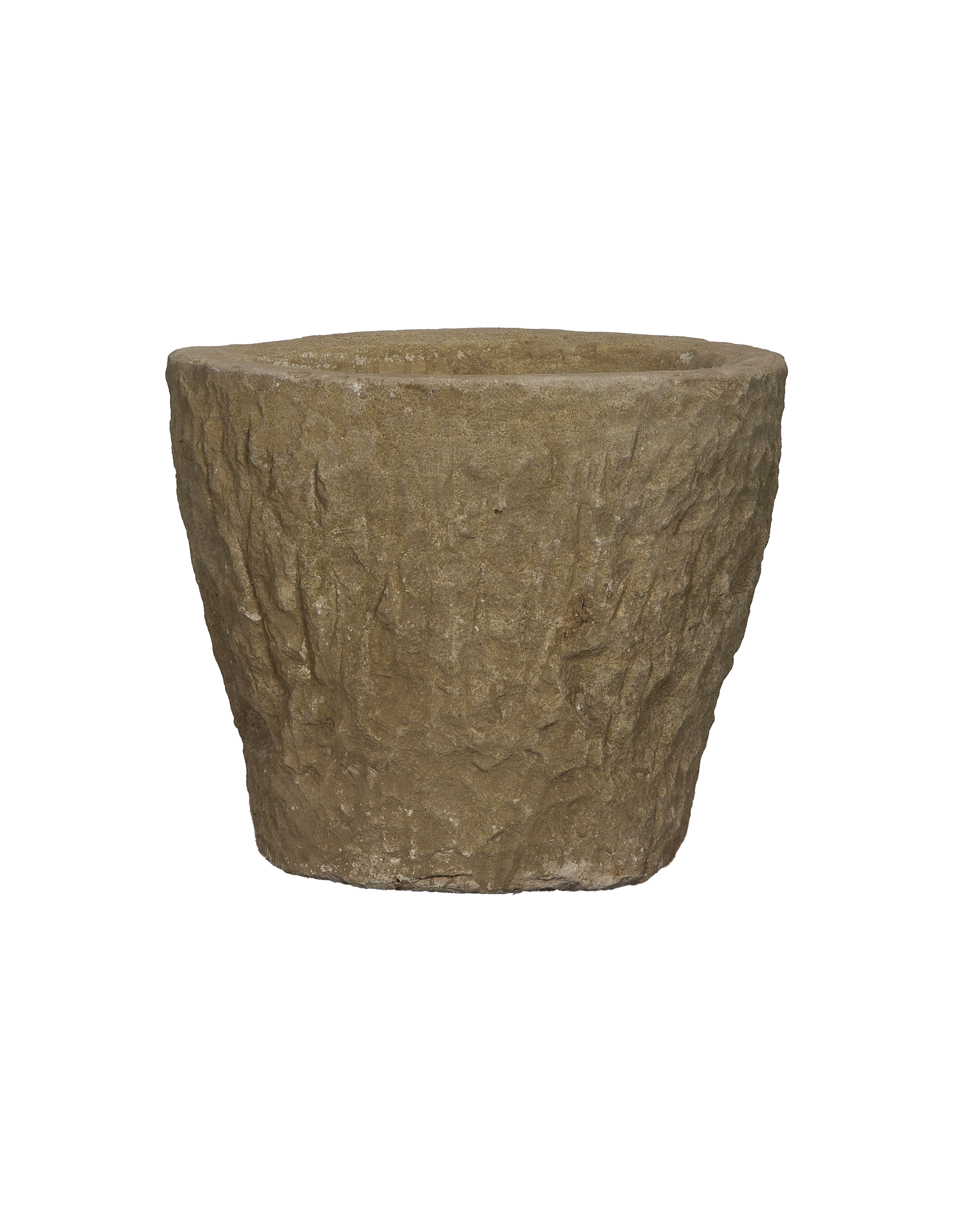 Vintage Indonesian round limestone trough, rough exterior