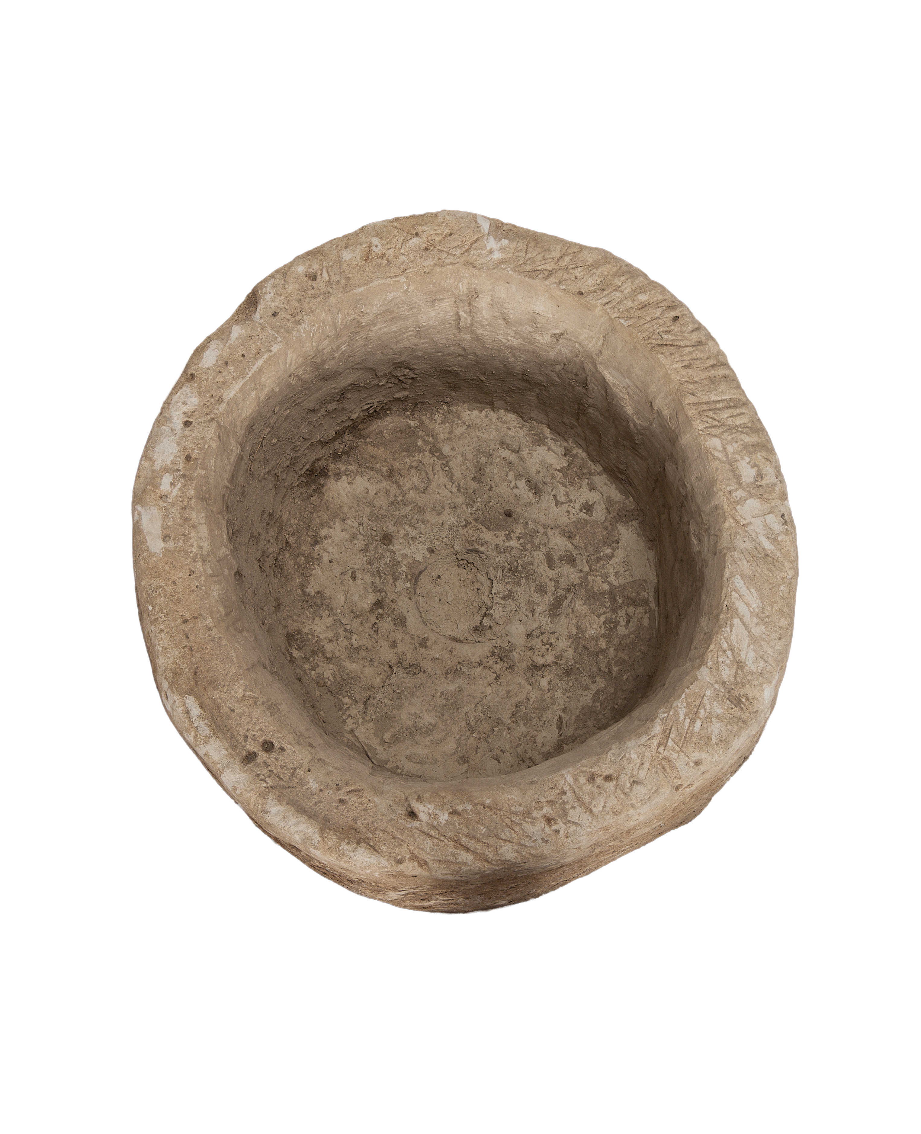 Vintage round limestone trough, top-