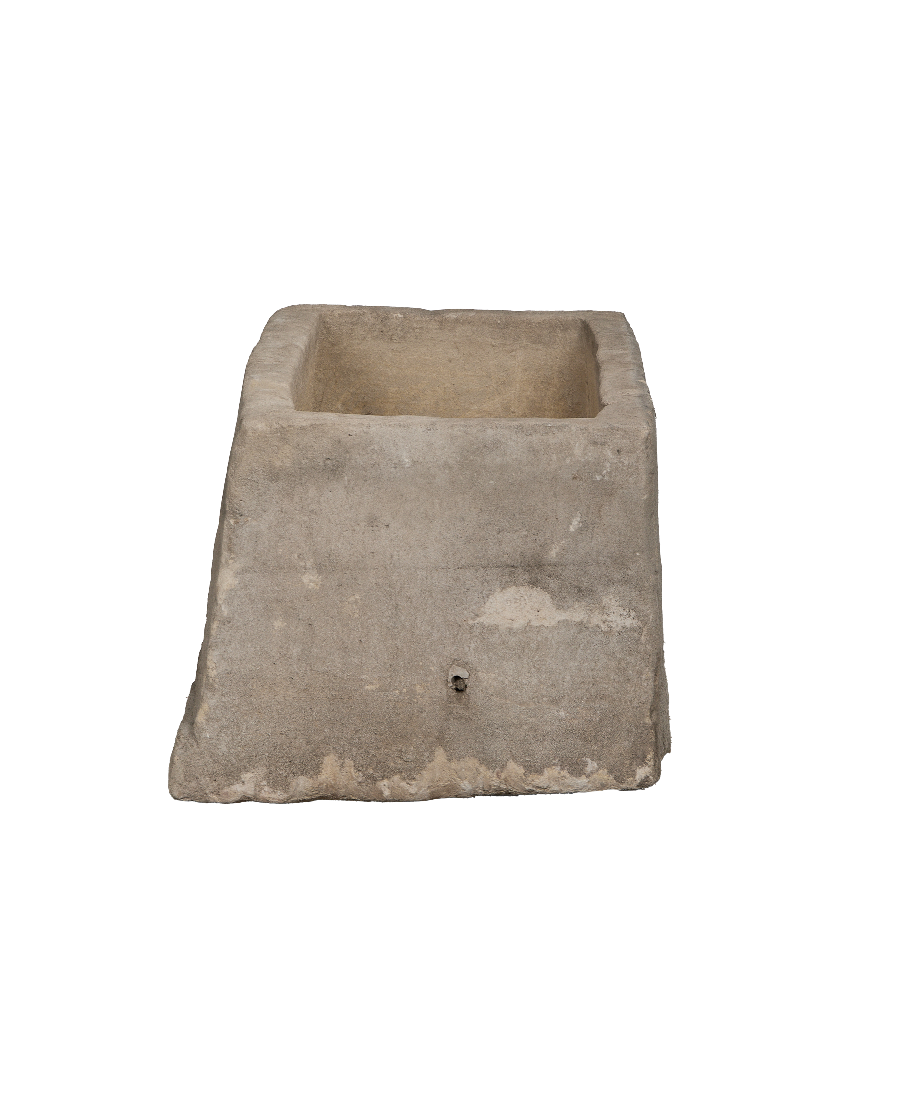 Vintage rectangular limestone trough, front-facing