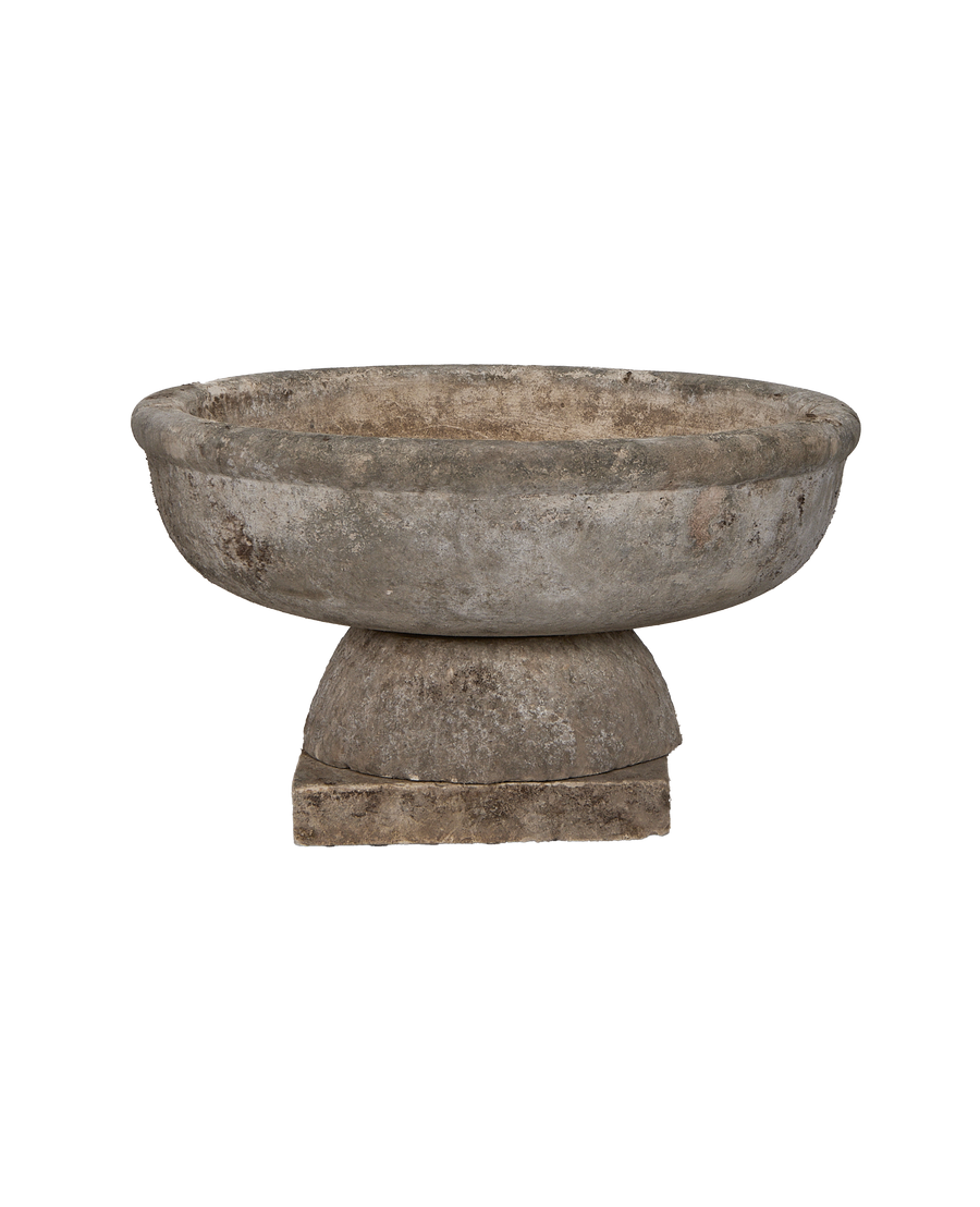 Limestone Bird Bath back view