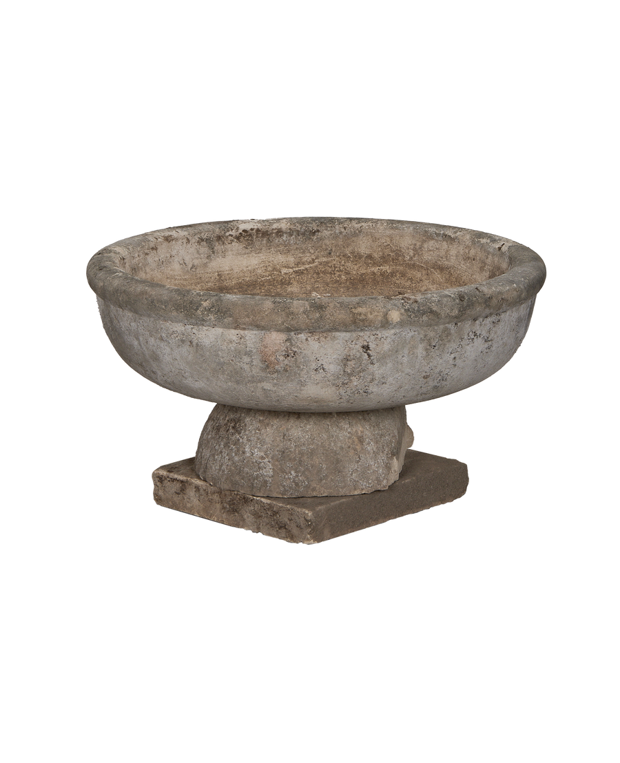 Limestone Bird Bath detail view