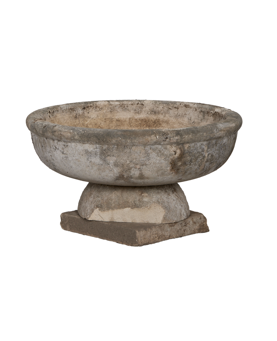 Limestone Bird Bath close-up