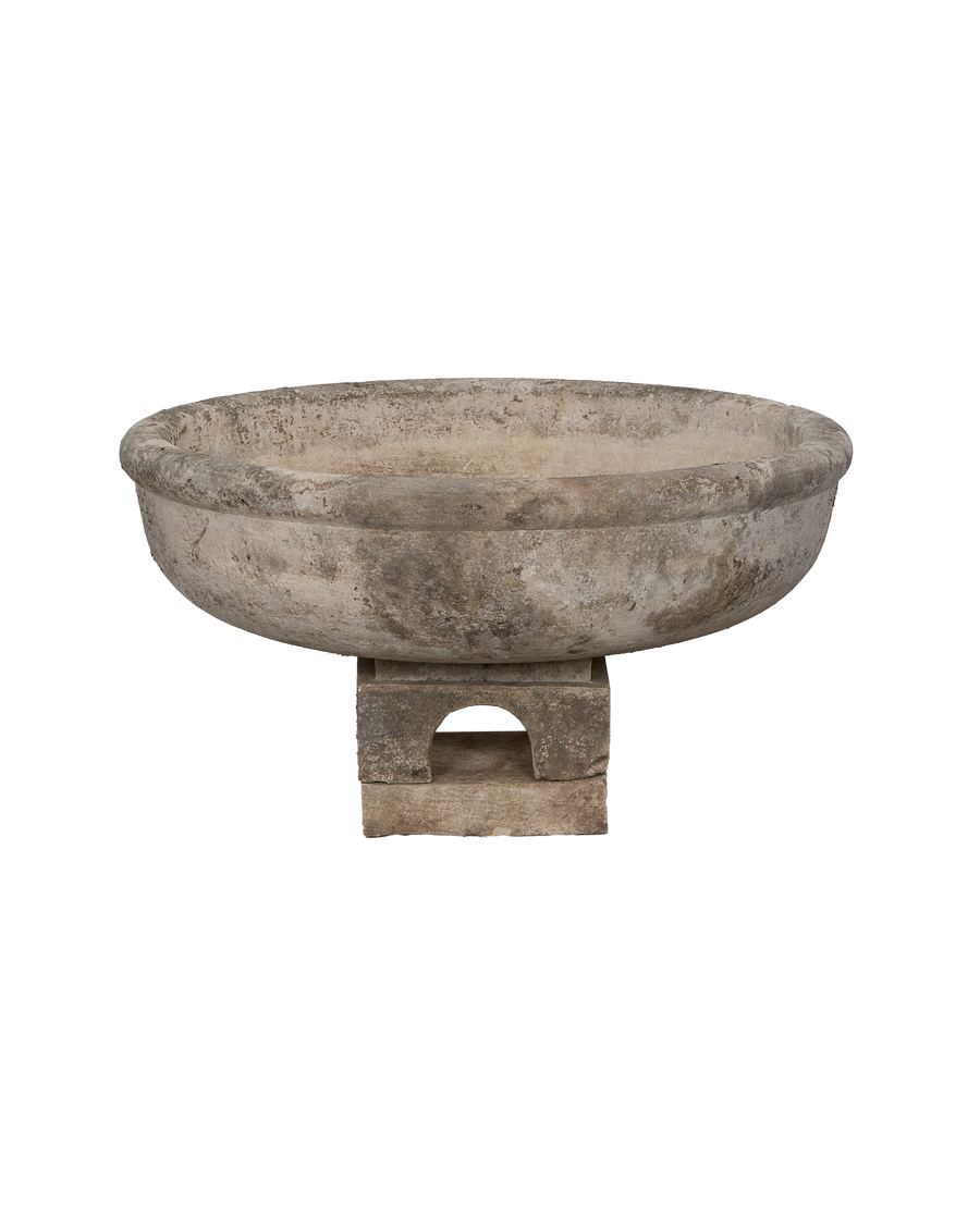 Limestone Bird Bath back view