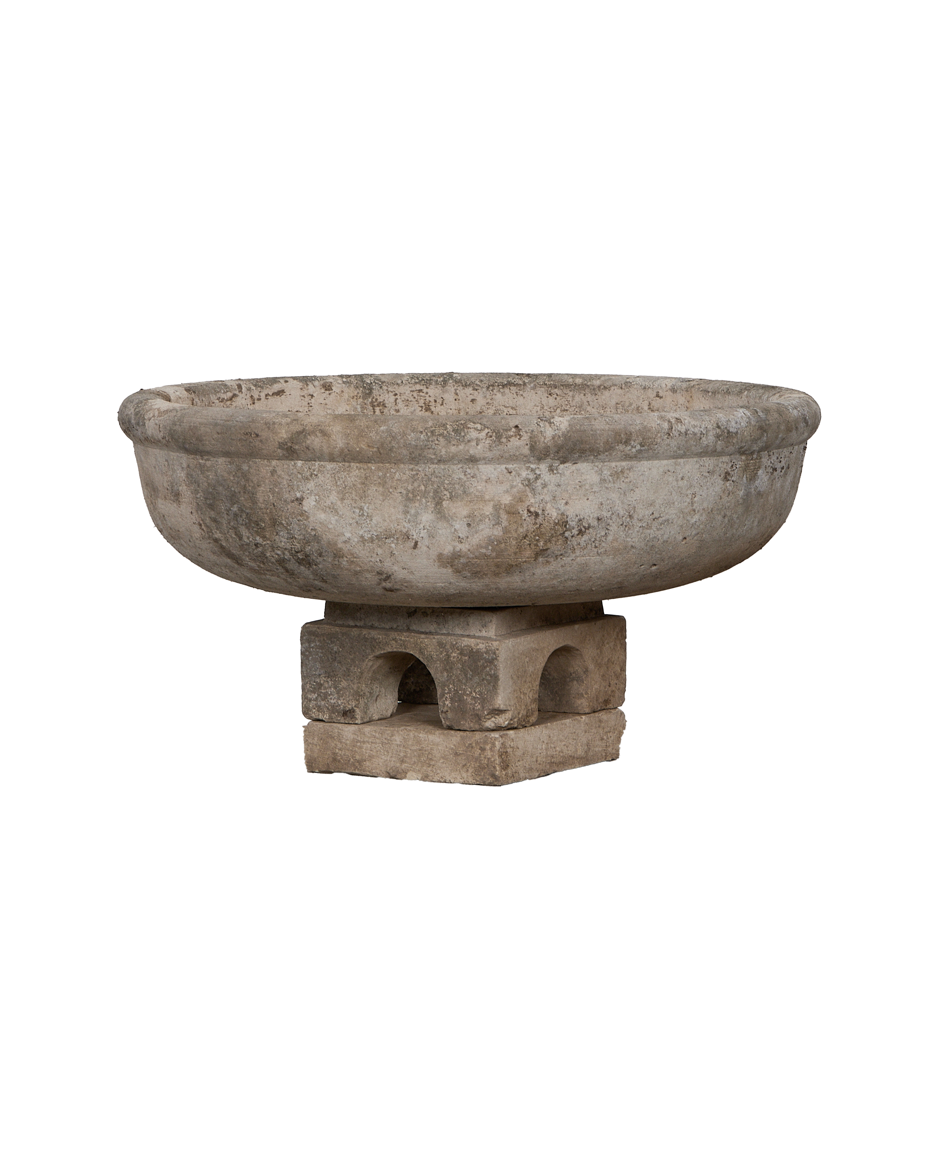 Limestone Bird Bath close-up