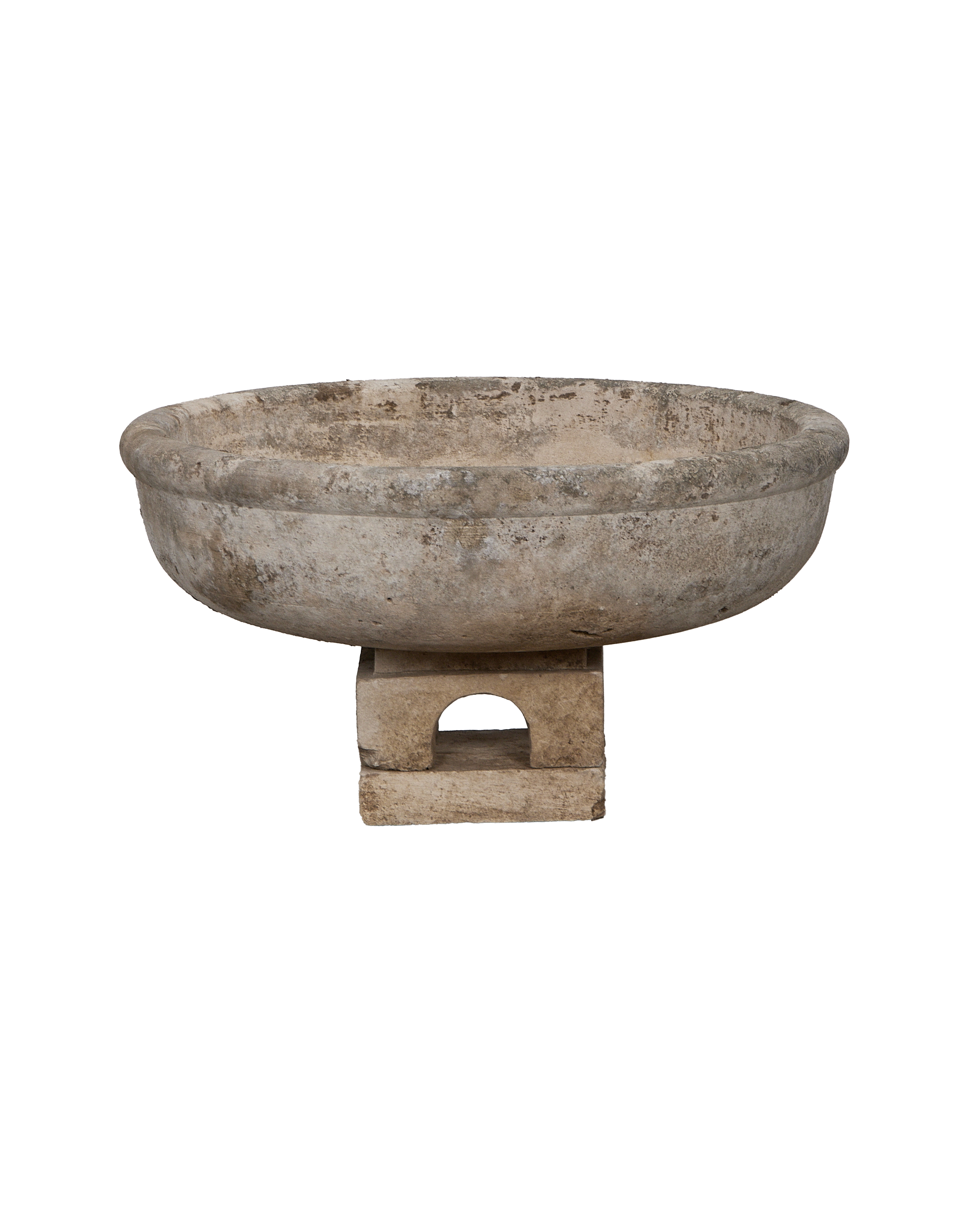 Limestone Bird Bath side view