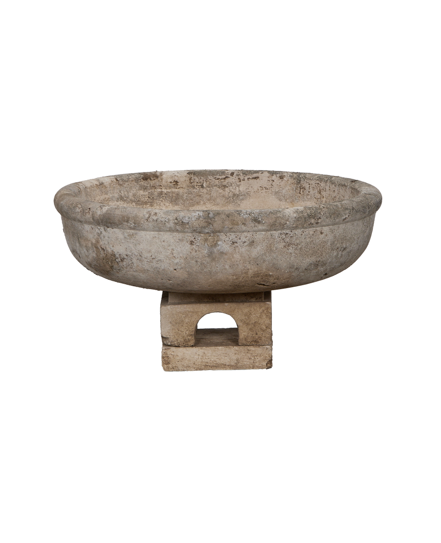 Limestone Bird Bath side view