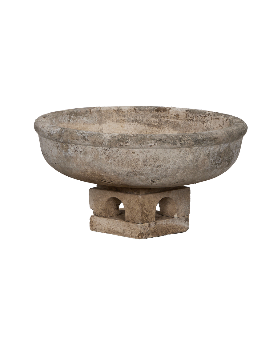 Limestone Bird Bath alternate angle