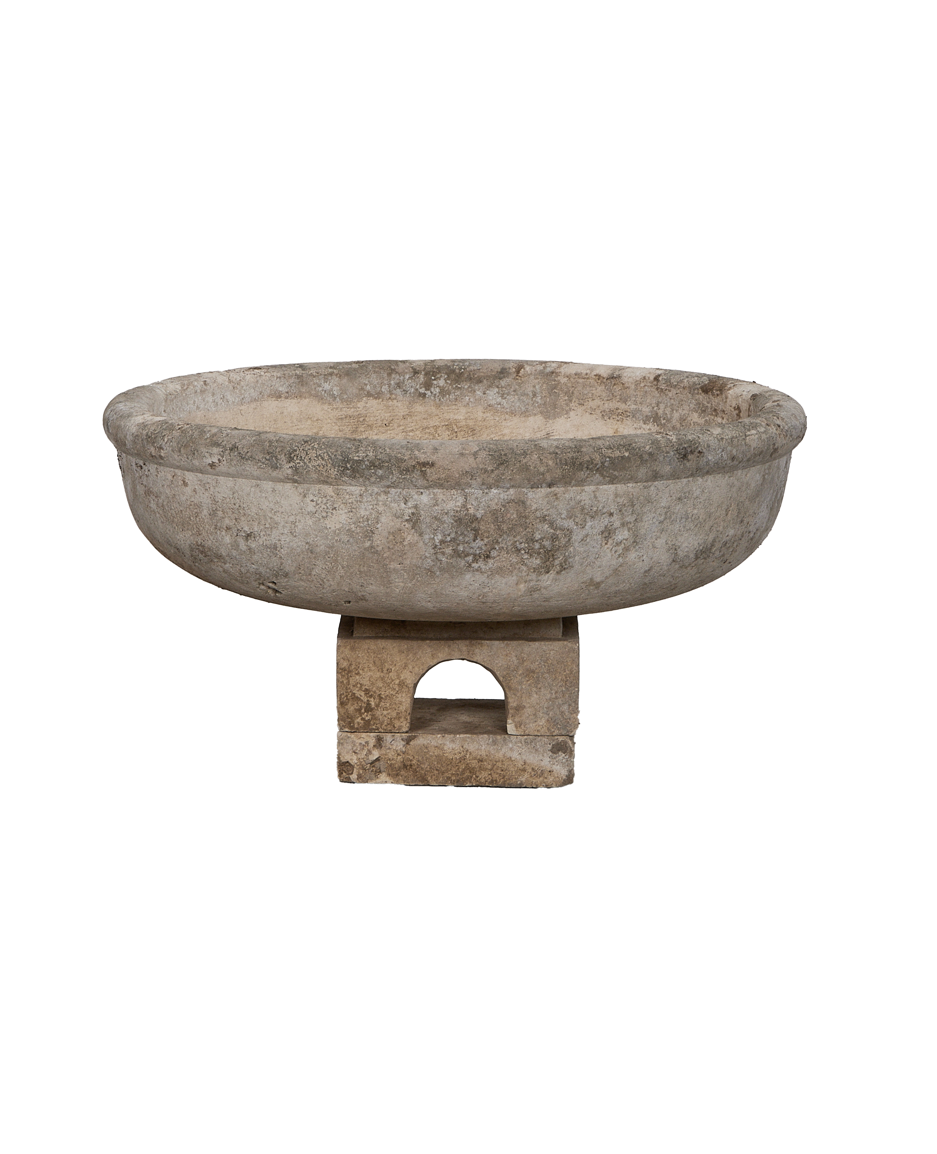 Limestone Bird Bath detail view