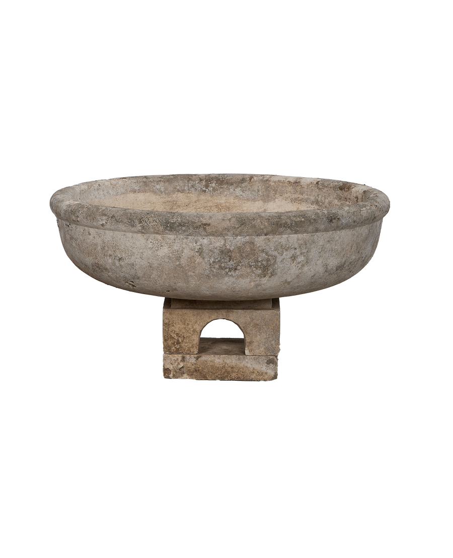 Limestone Bird Bath detail view
