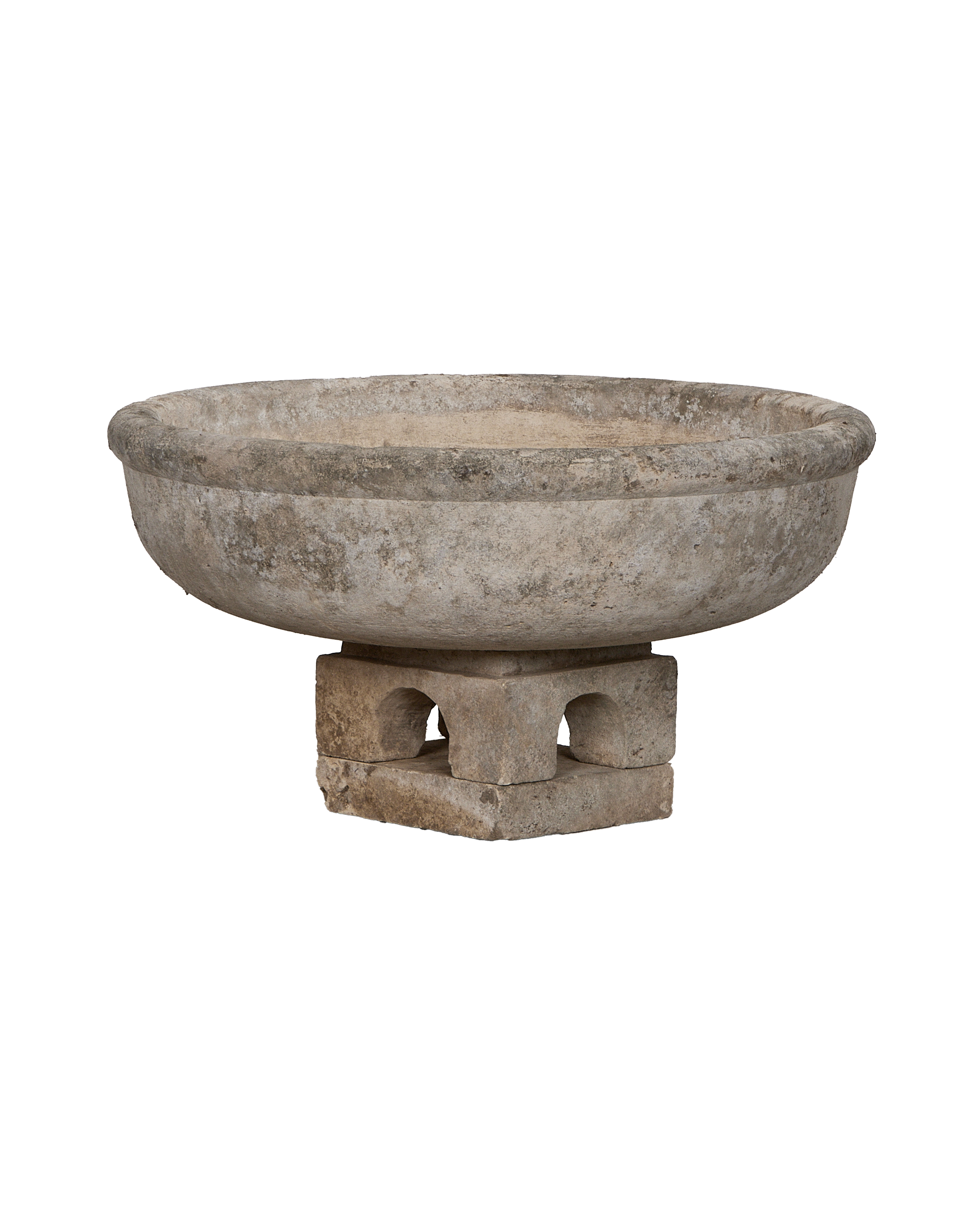 Limestone Bird Bath - oak - from Indonesia - vintage