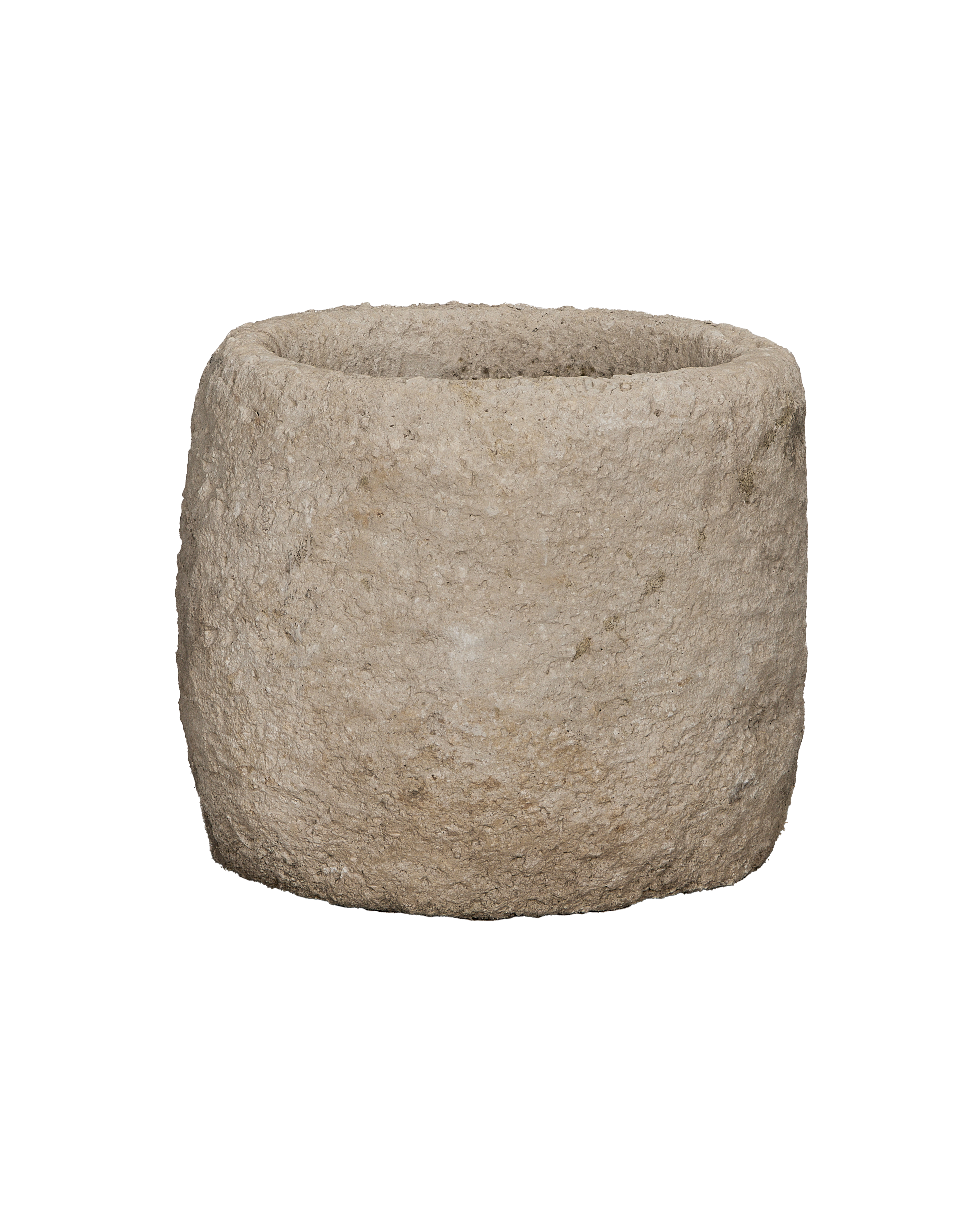 Vintage round Indonesian limestone trough showing