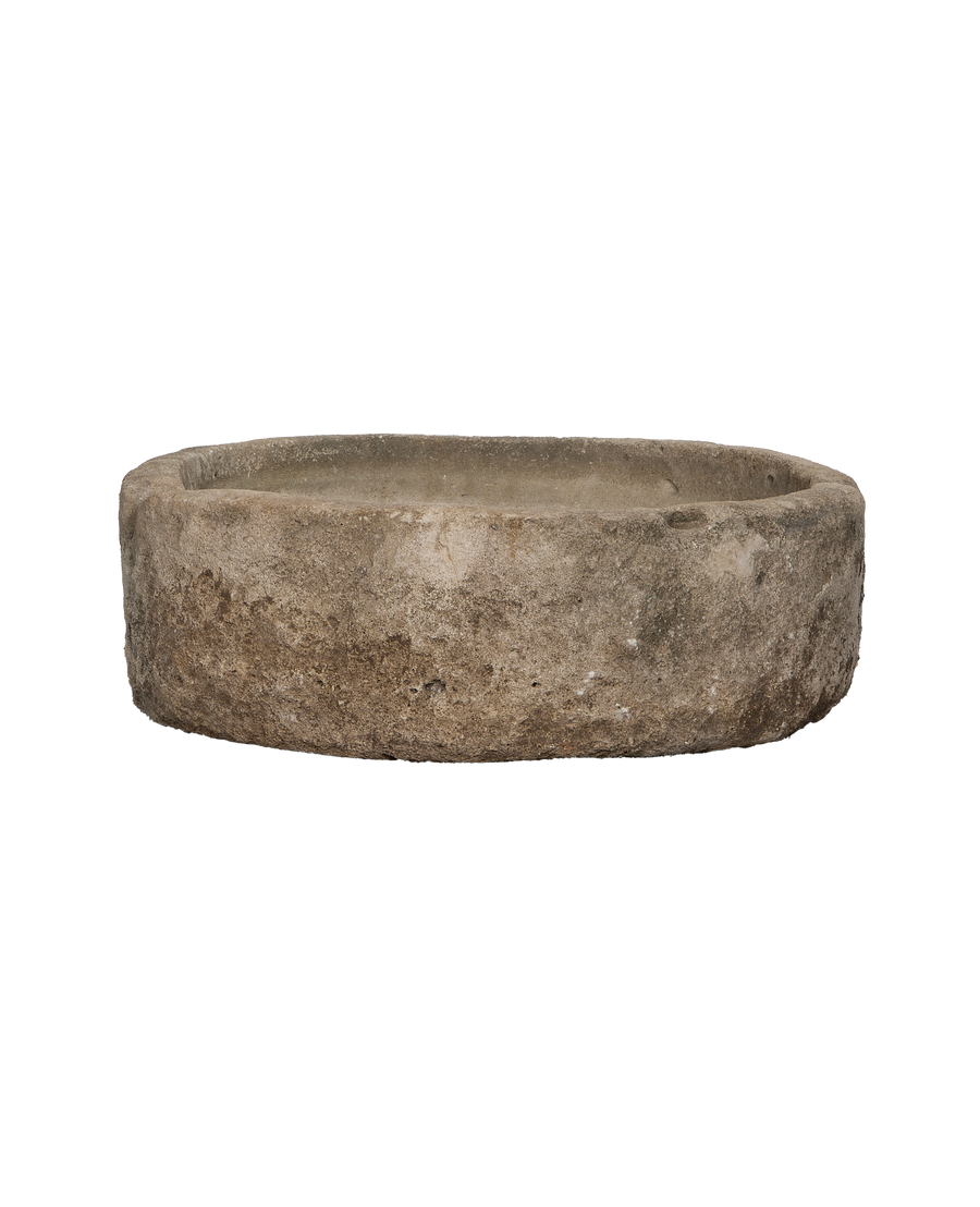 Vintage Indonesian limestone trough, oval