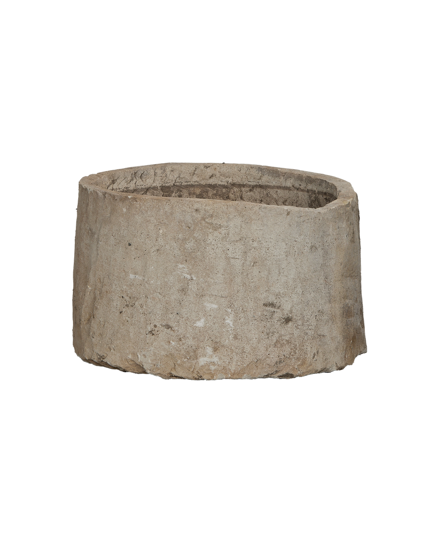 Vintage round limestone trough,
