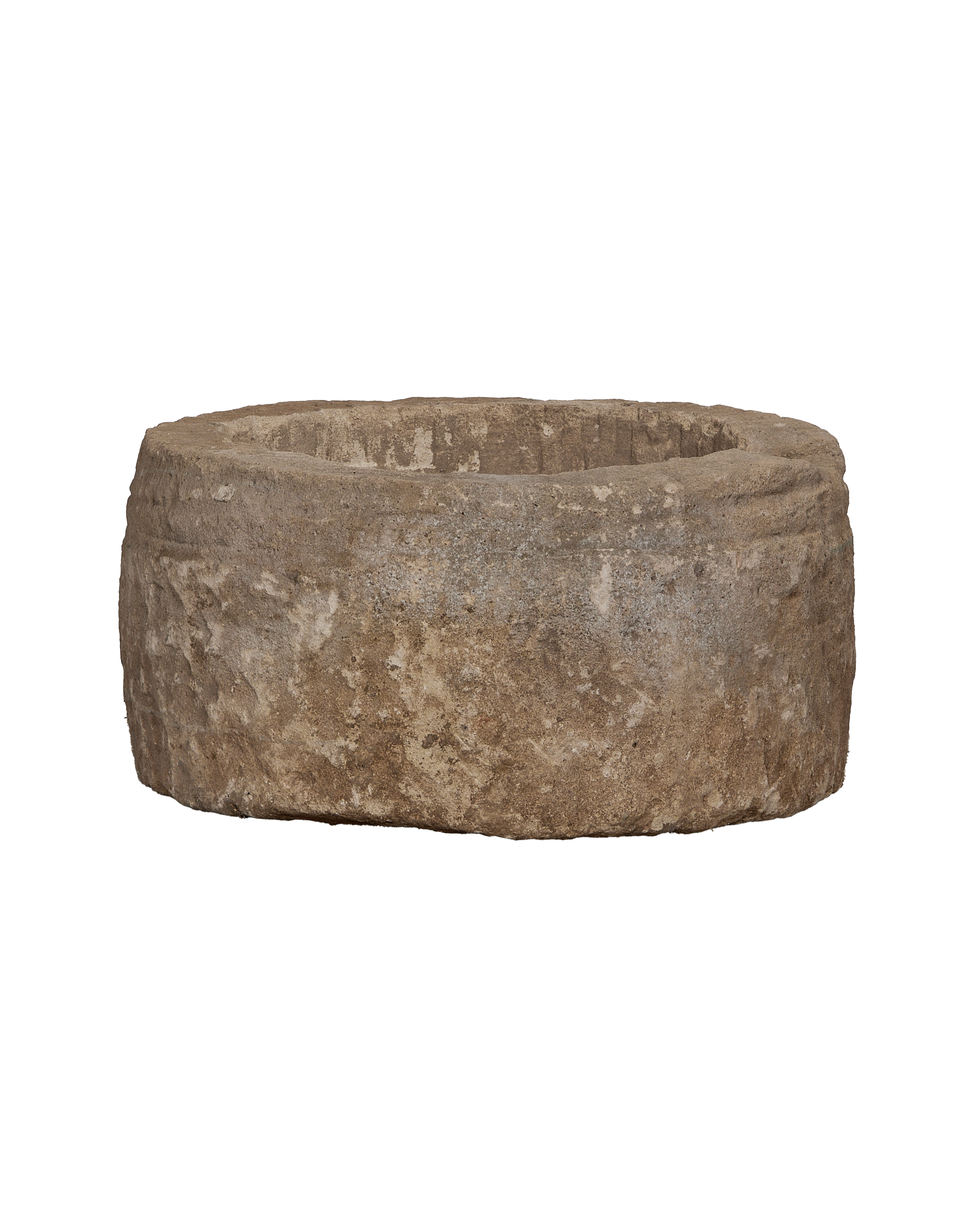 Vintage round limestone trough, close-