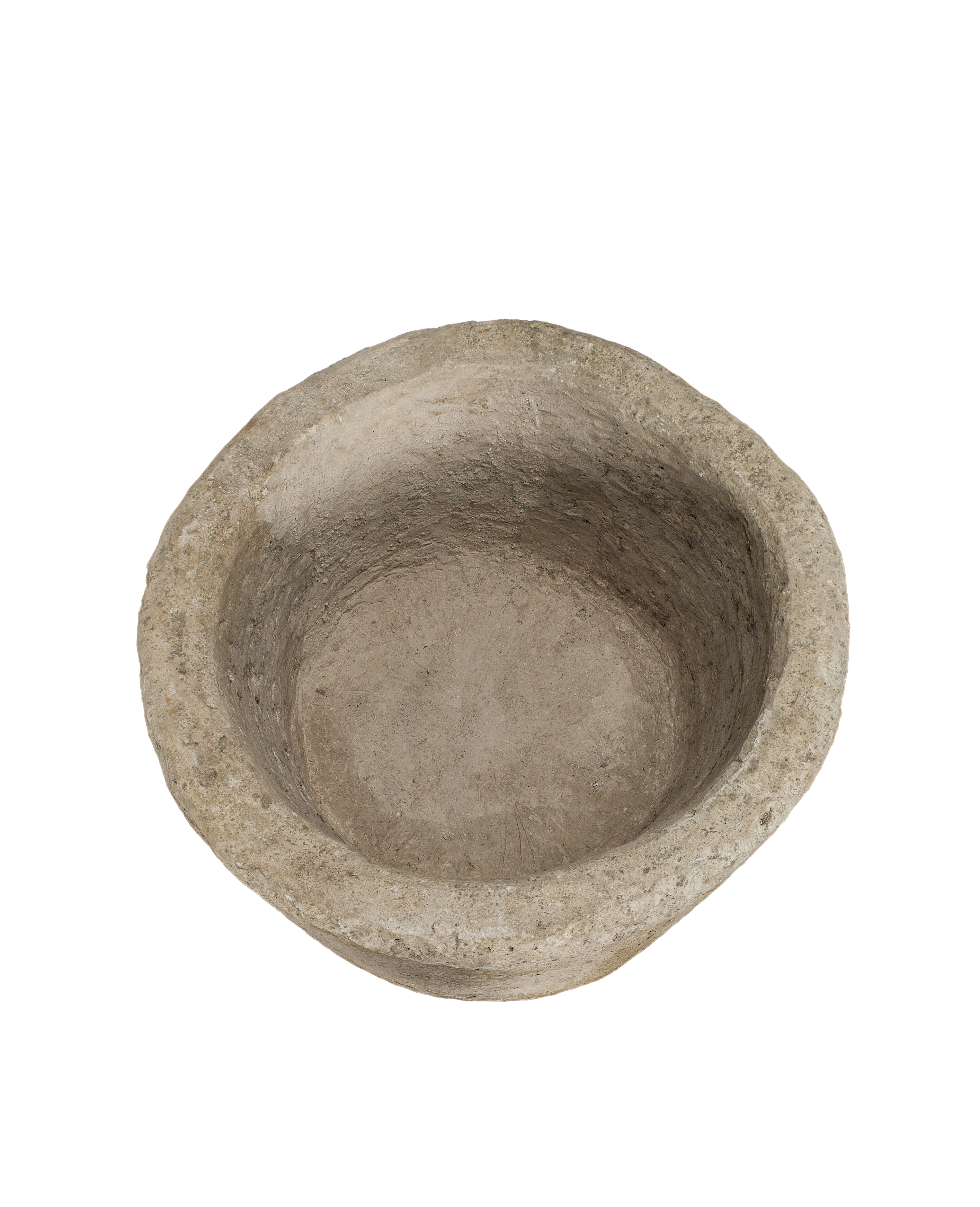 Vintage round limestone trough, showing