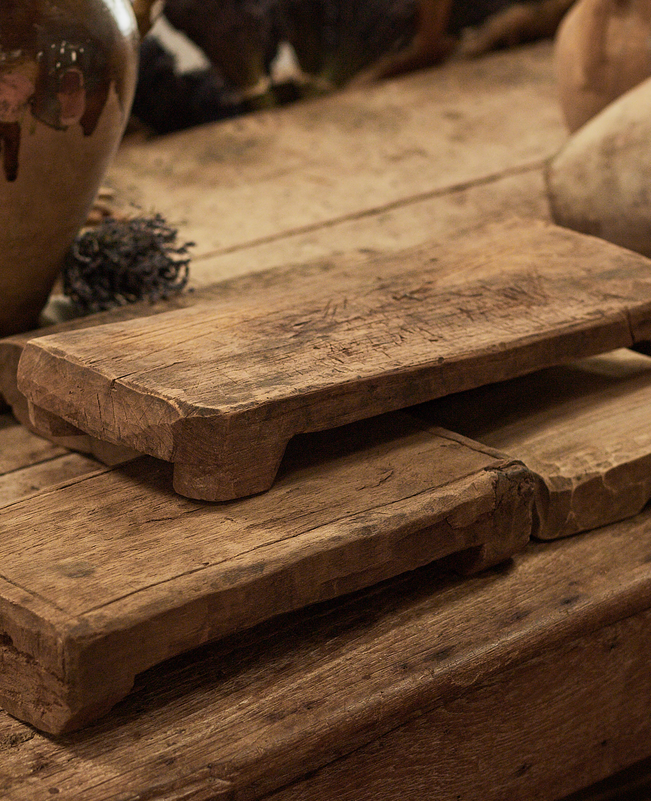 Vintage Rectangle Riser - Natural from India made of Wood