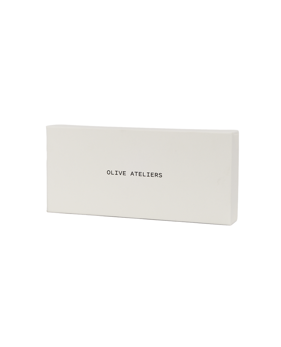 Olive Ateliers keepsake gift box, closed, angled view