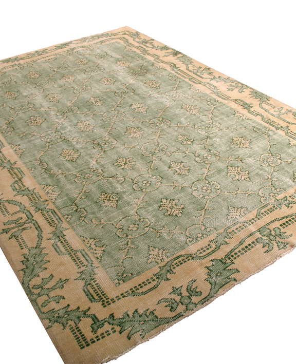 Country Rug - Green and Beige French Style