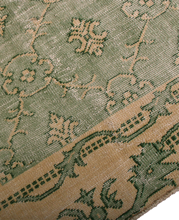 Country Rug - Green and Beige French Style