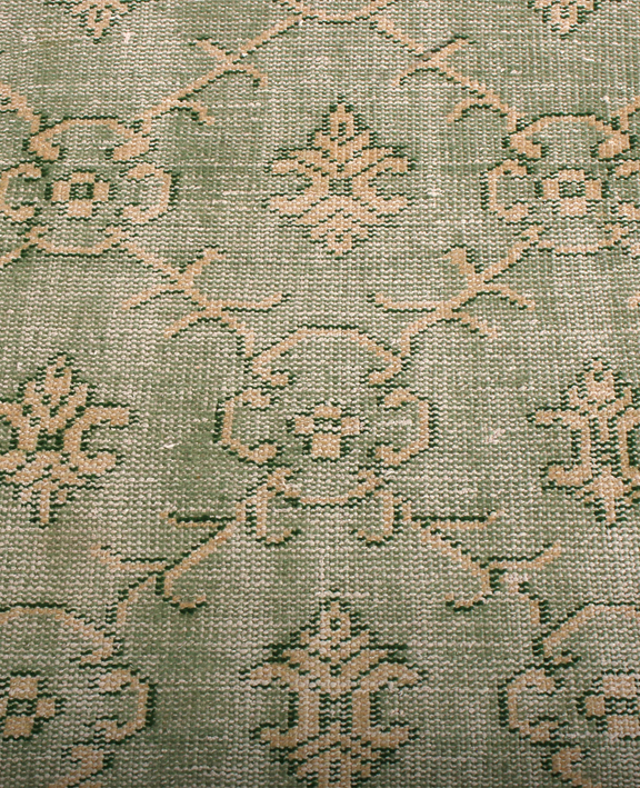 Country Rug - Green and Beige French Style