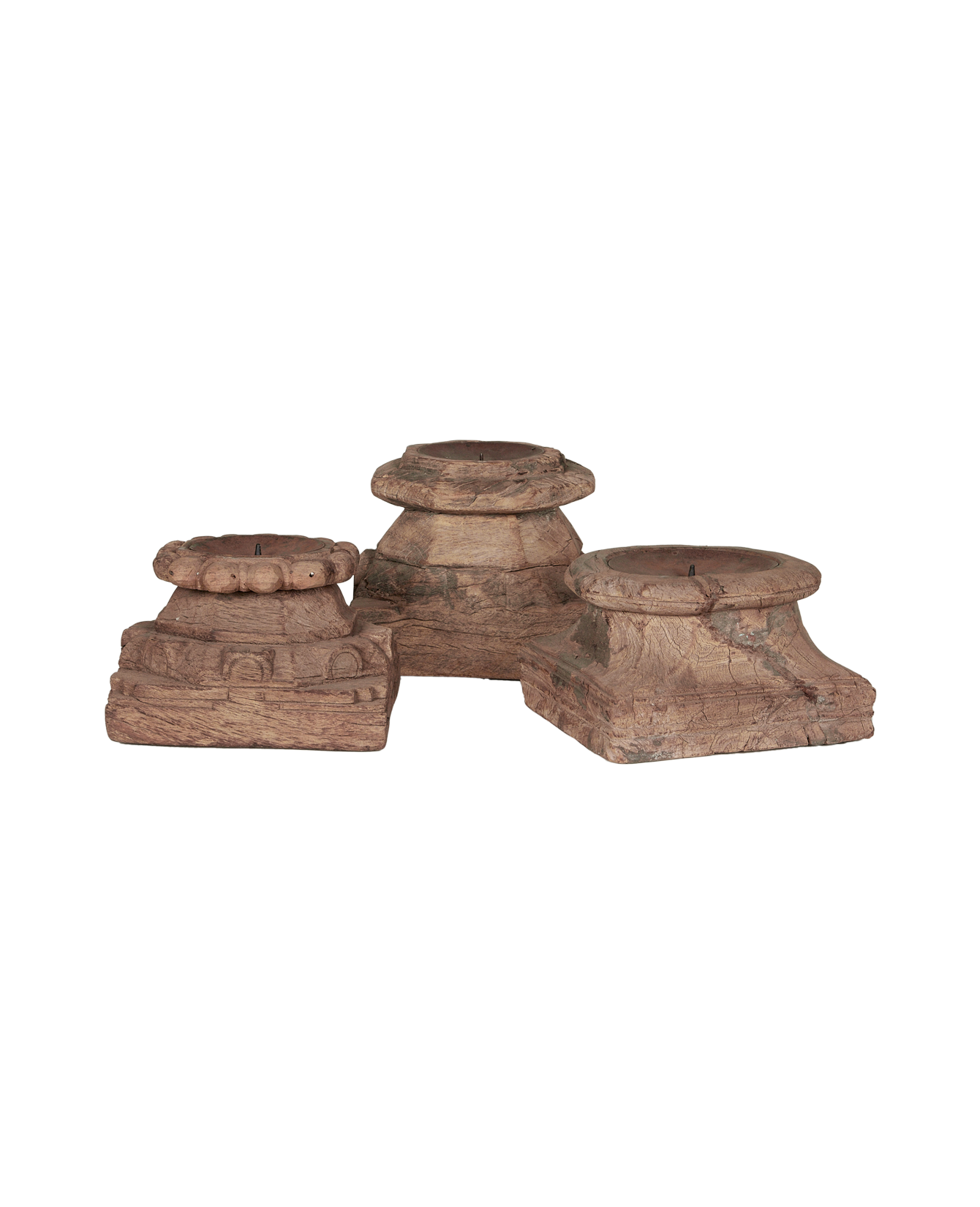 Vintage Capital Candle Stand from India made of Wood