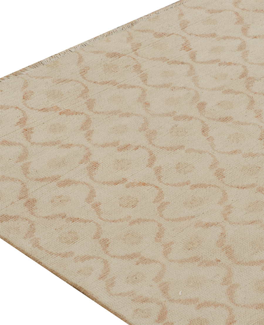 Vintage Zeki Müren Runner - Beige and Brown Lattice from Turkey made of Wool