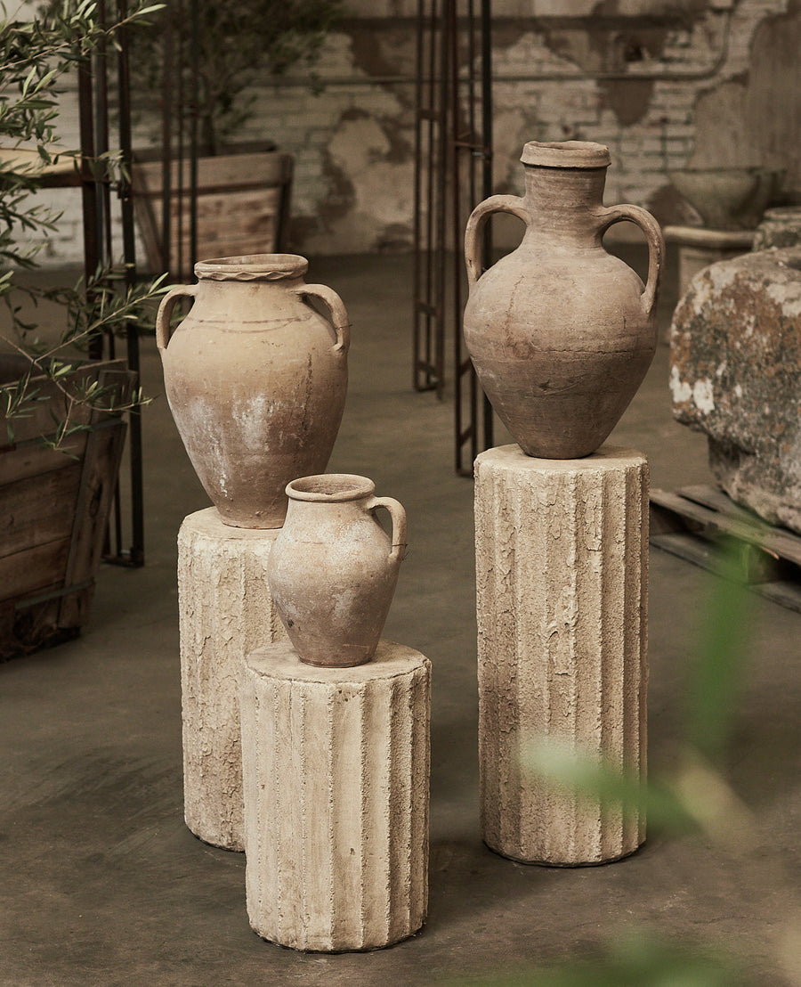 Reproduction Cast Fluted Pedestal from Domestic made of Cement