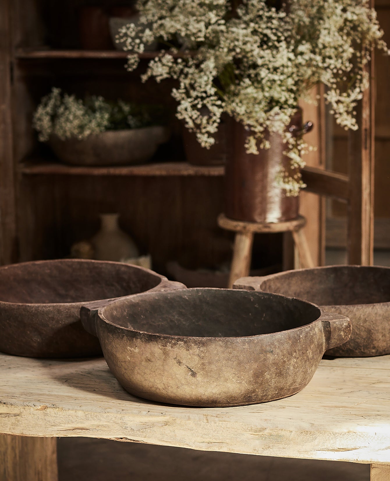 Vintage Stone Bowl from India made of Stone