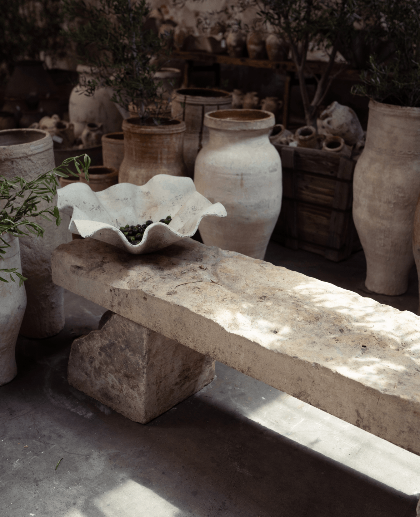 Vintage Limestone Bench from Indonesia made of Stone
