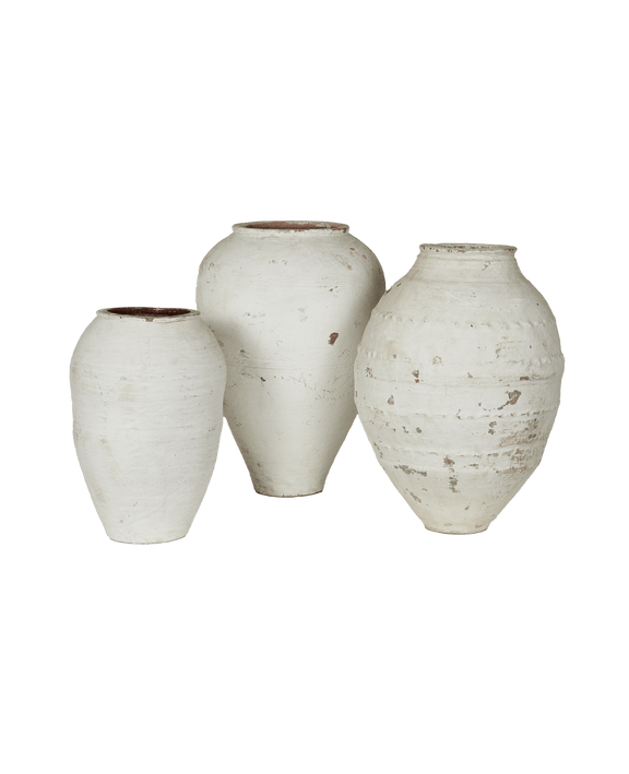 Olive Jar - White Wash