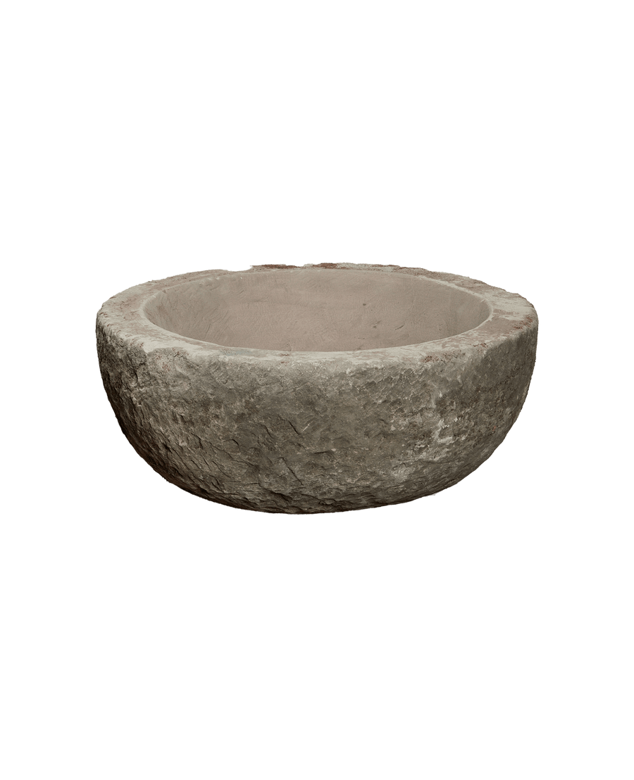 Reproduction Limestone Trough - Round from Indonesia - Planters, Fountains, & Water Features