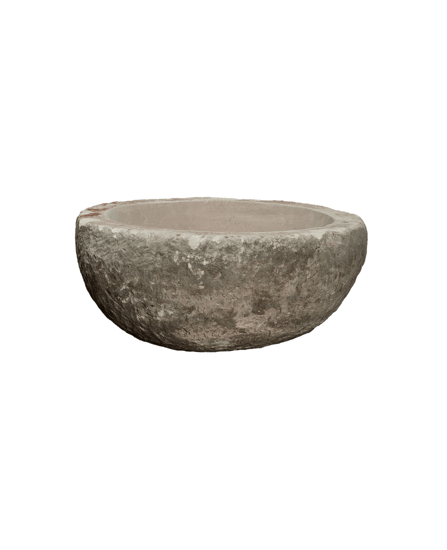 Reproduction Limestone Trough - Round from Indonesia - Planters, Fountains, & Water Features