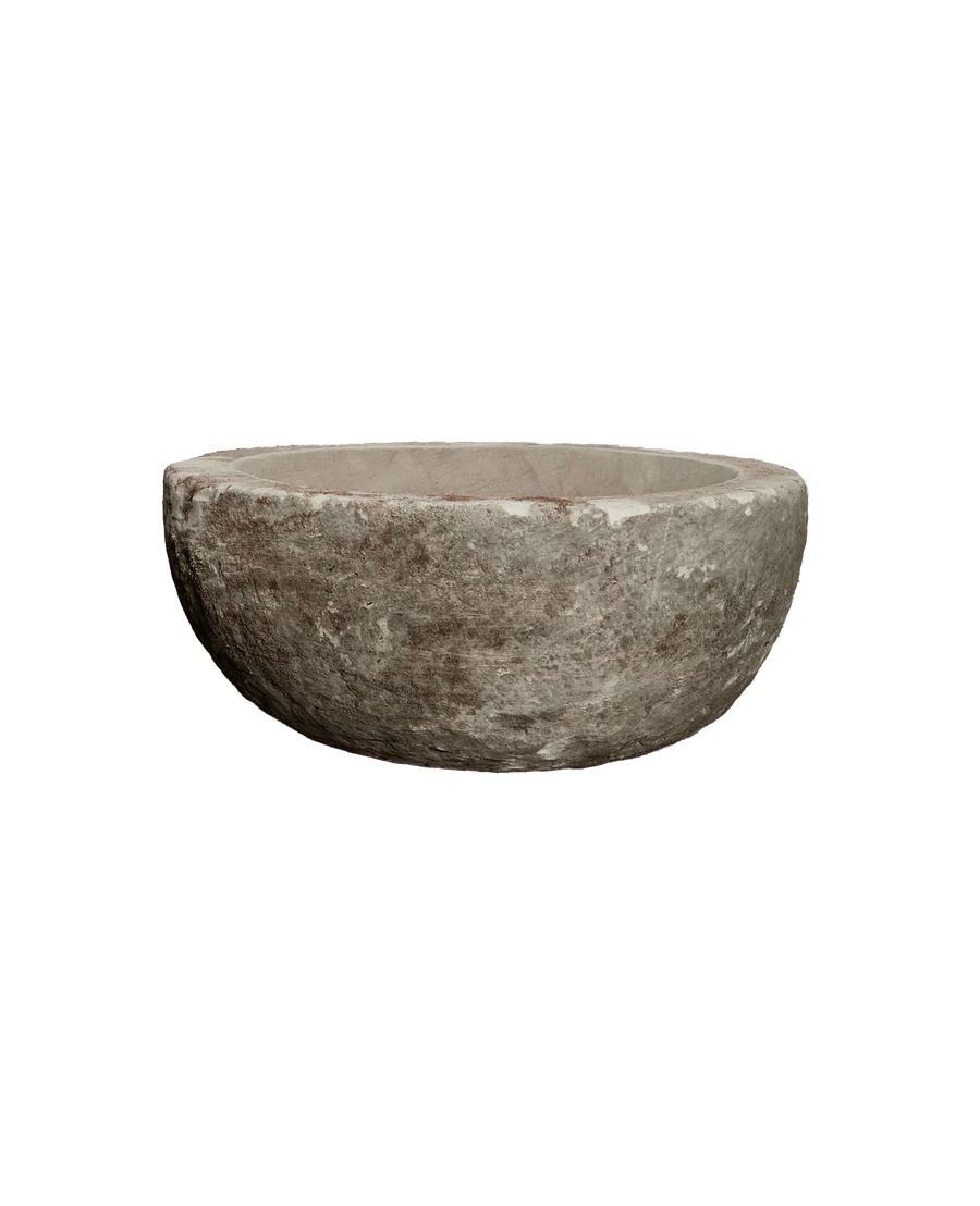 Reproduction Limestone Trough - Round from Indonesia - Planters, Fountains, & Water Features