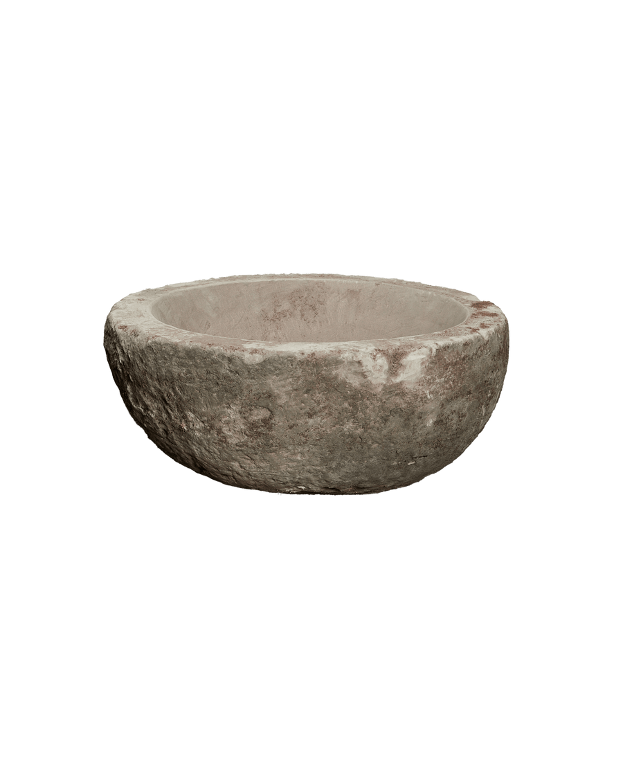 Reproduction Limestone Trough - Round from Indonesia - Planters, Fountains, & Water Features