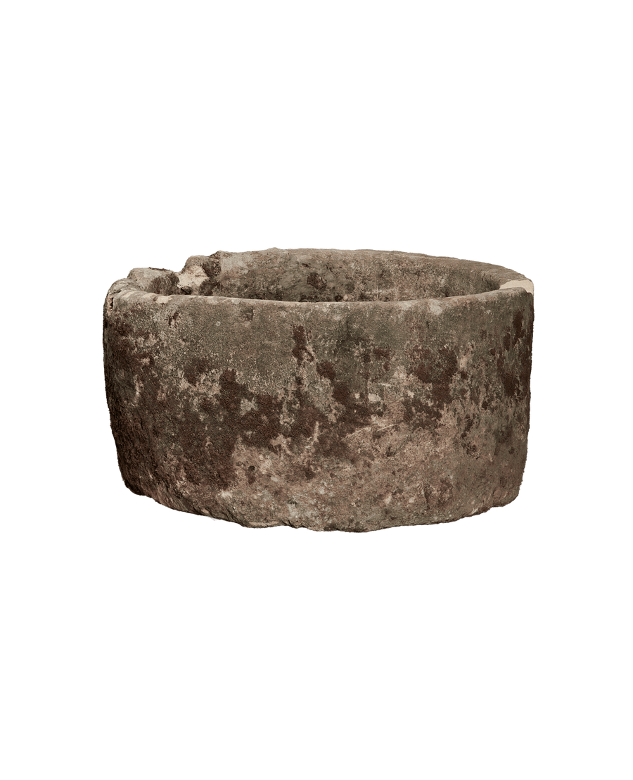 Vintage Limestone Trough - Round from Indonesia - Planters, Fountains, & Water Features