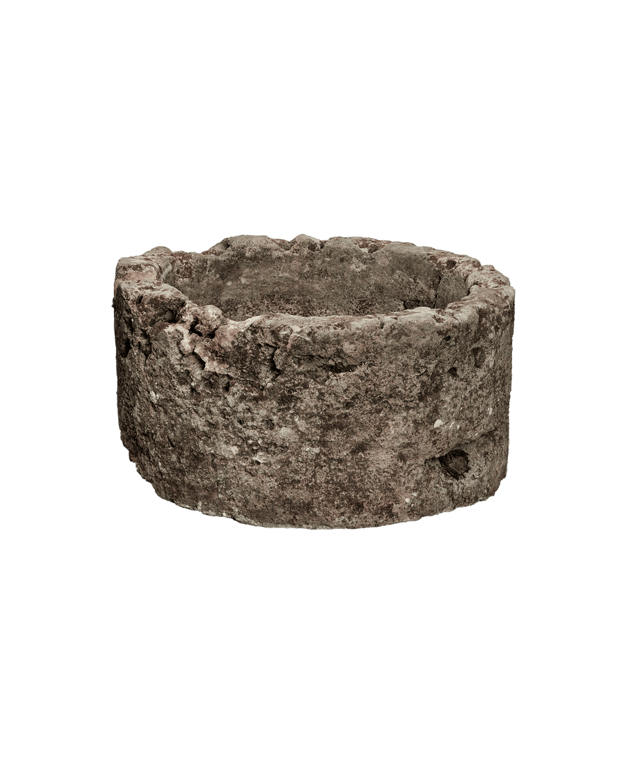 Vintage Limestone Trough - Round from Indonesia - Planters, Fountains, & Water Features