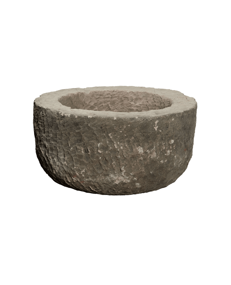 Reproduction Limestone Trough - Round from Indonesia - Planters, Fountains, & Water Features