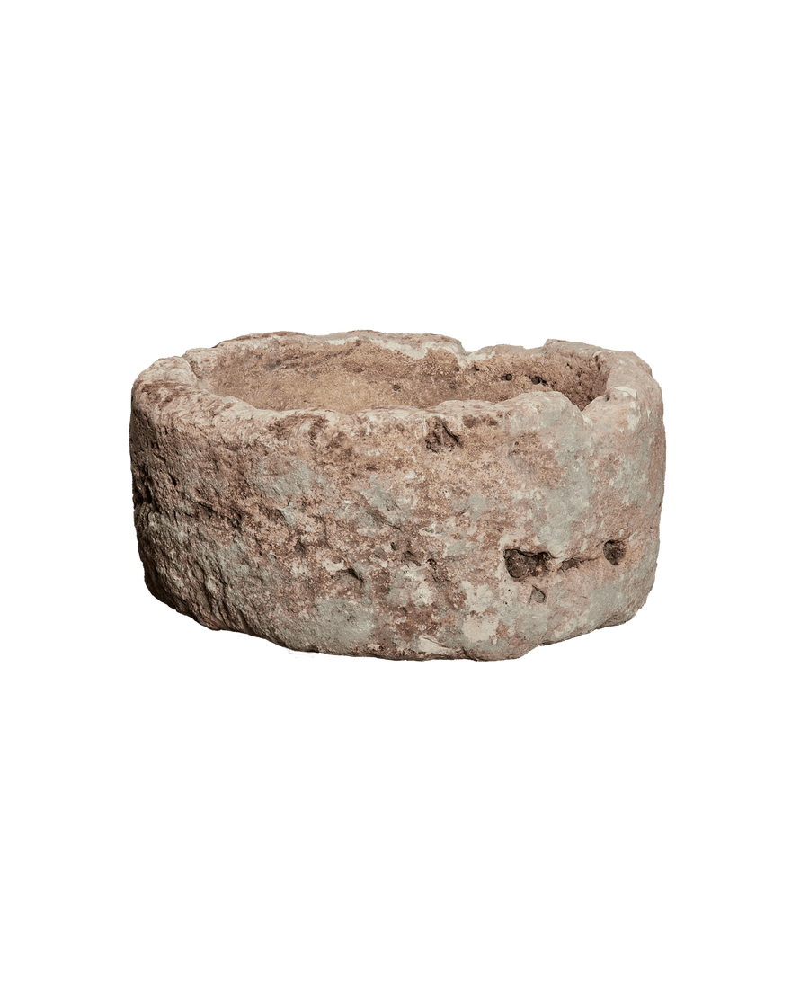 Vintage Limestone Trough - Round from Indonesia - Planters, Fountains, & Water Features