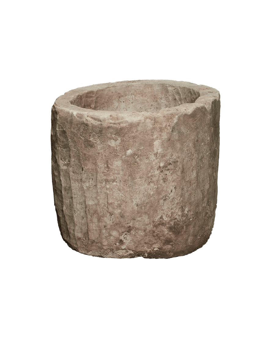 Reproduction Limestone Trough - Round from Indonesia - Planters, Fountains, & Water Features