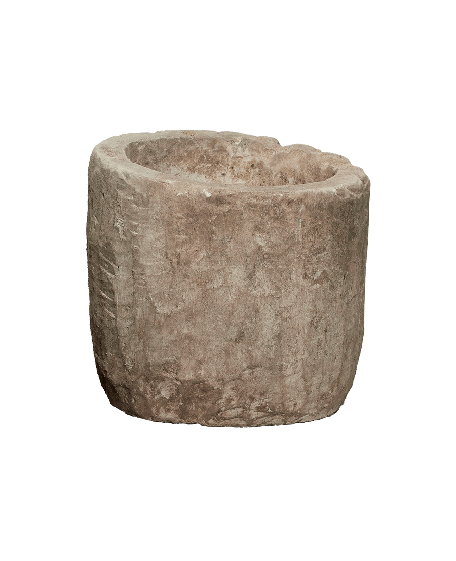 Reproduction Limestone Trough - Round from Indonesia - Planters, Fountains, & Water Features