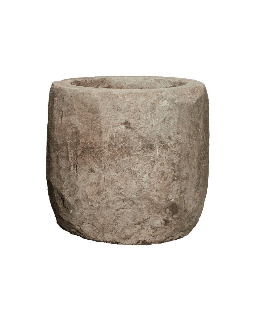 Reproduction Limestone Trough - Round from Indonesia - Planters, Fountains, & Water Features