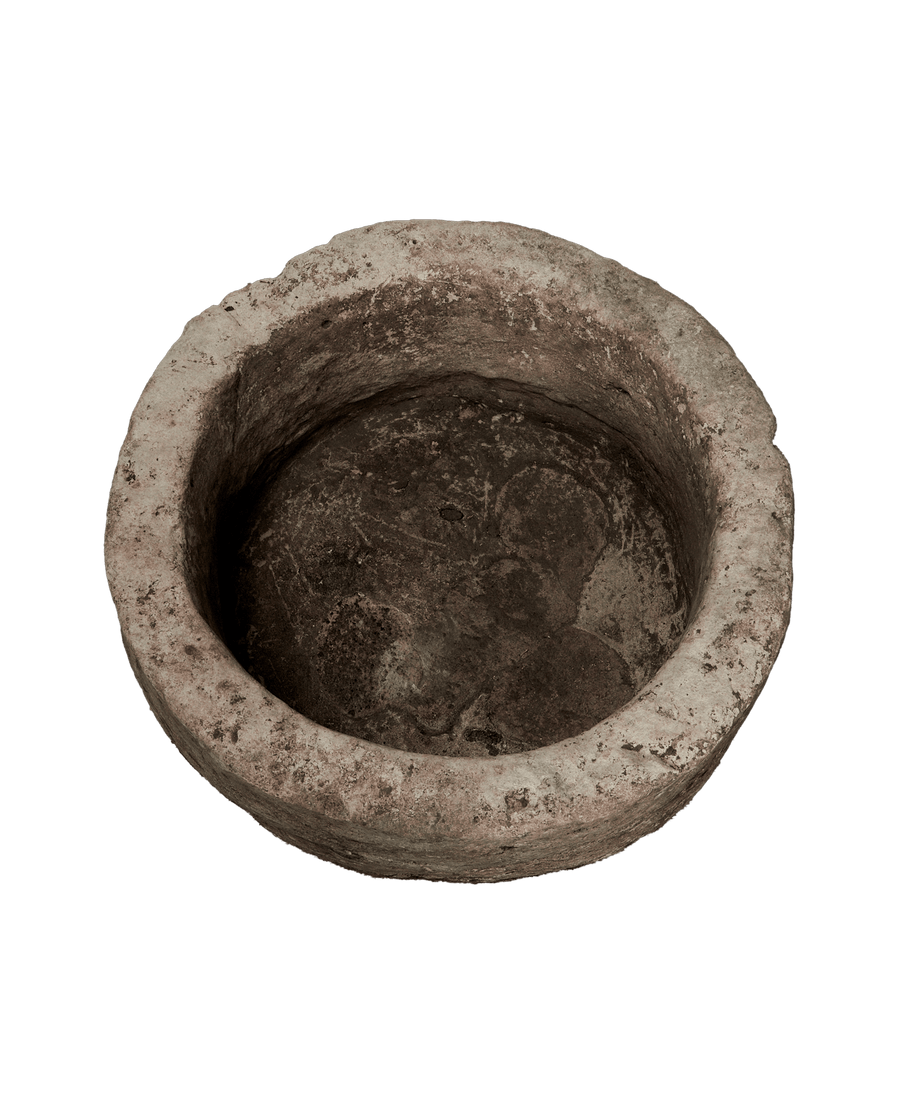 Vintage Limestone Trough - Round from Indonesia - Planters, Fountains, & Water Features