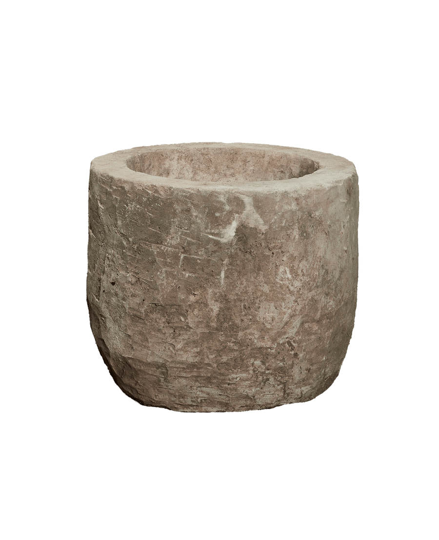 Reproduction Limestone Trough - Round from Indonesia - Planters, Fountains, & Water Features